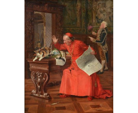 FRANÇOIS BRUNERY (ITALIAN 1849-1926)THE SPILT INK CARDINALOil on panelSigned (lower right)59 x 47cm (23 x 18½ in.)Condition R