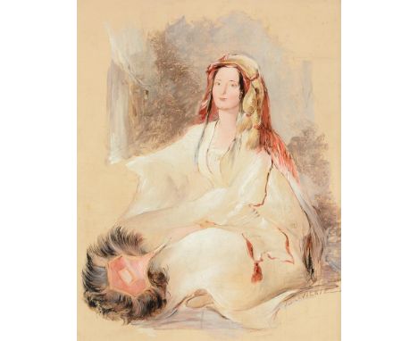 DAVID WILKIE (SCOTTISH 1785-1841)MRS MOORE, WIFE OF THE BRITISH CONSUL AT BEIRUT, IN ARAB DRESSOil on canvas Signed `D. Wilki