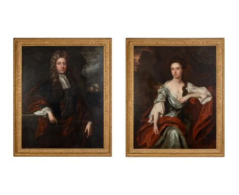 CIRCLE OF SIR GODFREY KNELLER (BRITISH 1646-1723)PORTRAIT OF A LADY: PORTRAIT OF A GENTLEMAN Oil on canvas125 x 100cm (49 x 3