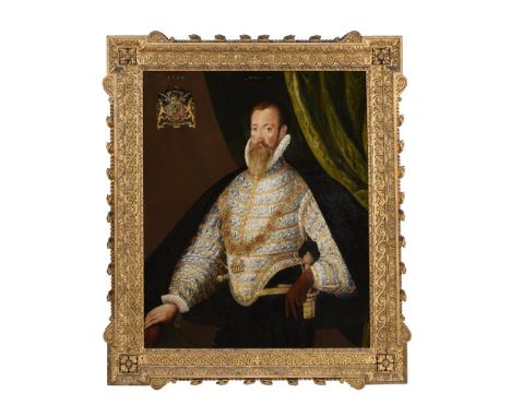 ENGLISH SCHOOL (C. 1586)PORTRAIT OF HENRY HASTINGS, 5TH BARON AND 3RD EARL OF HUNTINGDONOil on canvasInscribed Aetatis 50 (up