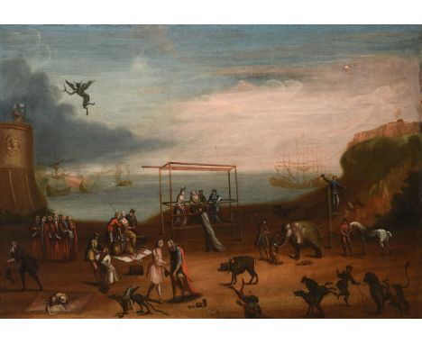 CIRCLE OF HUBERT-FRANCOIS GRAVELOT (FRENCH 1699-1773)THE EUROPEAN RACE (A SET OF THREE PAINTINGS: HEAT I, II, III)Oil on canv