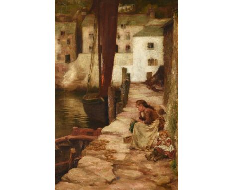 NATHANIEL HUGHES JOHN BAIRD (BRITISH FL. 1883-1935)AWAITING THE FISHERMAN'S RETURNOil on canvasSigned and indistinctly dated 