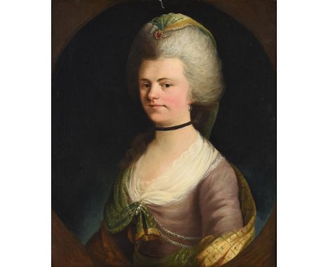 FOLLOWER OF THOMAS GAINSBOROUGH PORTRAIT OF MRS RICHARD PHELPSOil on canvas75 x 62cm (29½ x 24¼ in.)Please note this is an ad