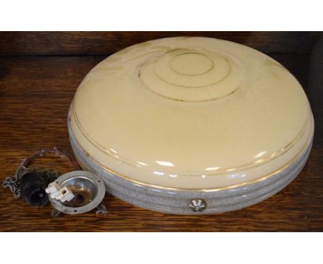1930's period cream and grey glass ceiling light dome   Condition: 