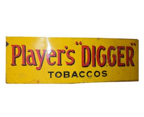Advertising - Vintage enamel sign - Player's 'Digger' Tobaccos, having a red and black script on a yellow ground   Condition: