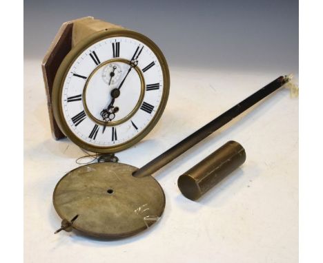 Vienna wall clock movement weight and pendulum, the white enamel dial with Roman numerals and subsidiary seconds dial   Condi