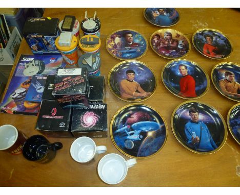 STAR TREK COLLECTORS PLATES, MUGS AND PLASTIC CUPS,
