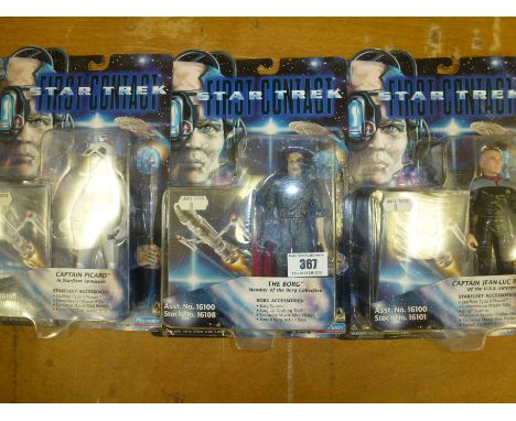 3 BOXED STAR TREK FIRST CONTACT FIGURES - CAPTAIN PICARD IN SPACESUIT, THE BORG AND CAPTAIN JEAN-LUC PICARD