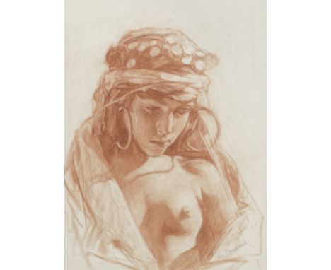 Jules (Pierre) van Biesbroeck (Belgian, 1873-1965)Portrait de jeune femme berbere signed 'Van Biesbroeck' (lower right)red ch