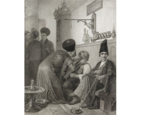 Alexandre Bida (French, 1813-1895)The Persian Barber signed 'Bida' (lower right)pencil and chalk46 x 37cm (18 1/8 x 14 9/16in