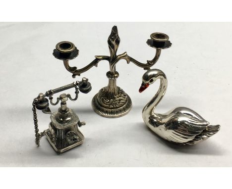 3 Vintage Dutch silver miniatures 2 with small Dutch silver hallmarks 