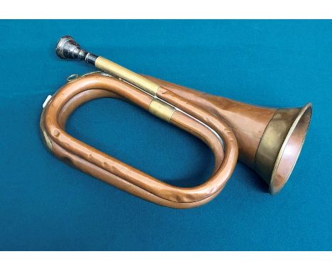 Antique british army brass / copper bugle by W D 52 Henry Potter &amp; Co 30 Charing Cross London dated 1894 age related mark