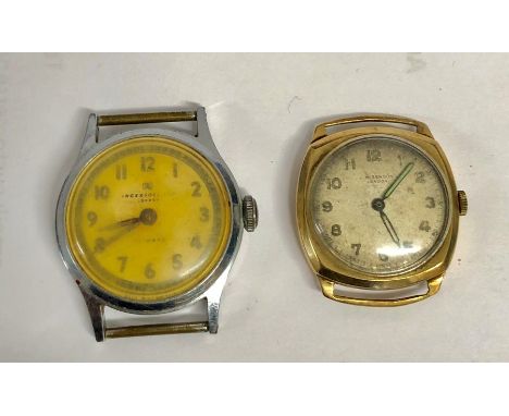 9ct Gold wrist watch J.Benson London and a vintage Ingersoll London wrist watch gold case weight approx 6.4g minus the moveme