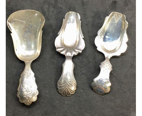 3 Antique Dutch silver caddy spoons 
