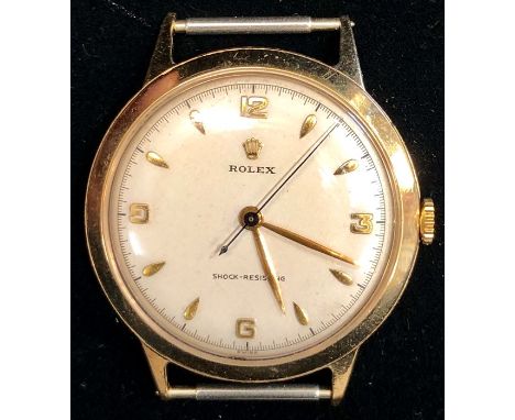 Vintage oversize 9ct gold Rolex wristwatch winds and ticks case measures 36mm dia not including lugs or winder full 9ct gold 