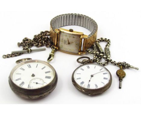 A Victorian Chester silver open faced pocket watch, with 4cm dia. Roman numeric dial with subsidiary Arabic and line second h