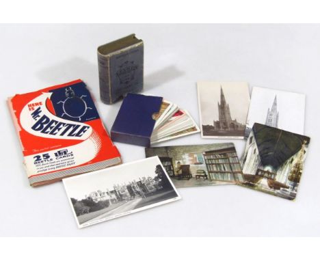 Various ephemera, comprising of a quantity of 20thC Grantham postcards, The Chained Library, Mr Beetle Twenty Five Beetle Car