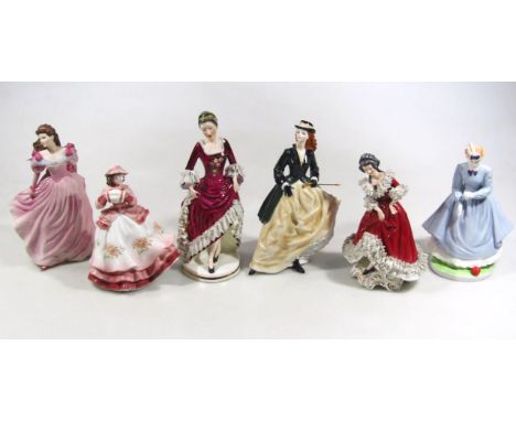 Various figures, to include Royal Worcester Royal Enclosure High Society figure, printed marks beneath, 24cm high, a Continen