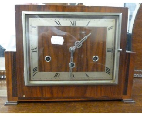 ART DECO WALNUT CHIMING AND STRIKING MANTEL CLOCK 