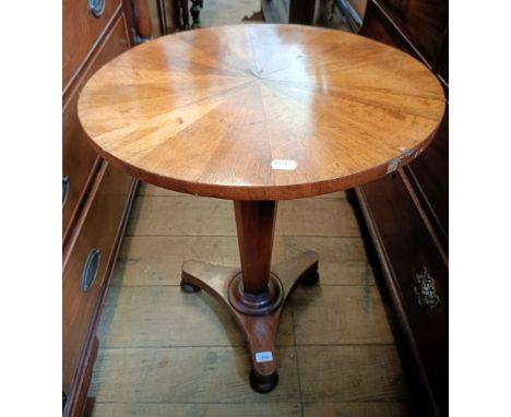 A Victorian mahogany occasional table, the segmented top on an octagonal column support, 60 cm diameter, and two 19th century