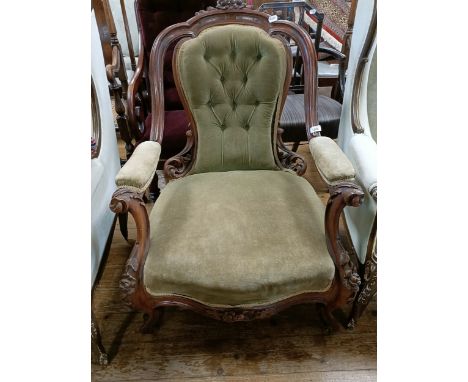 A Victorian mahogany framed, button back chair