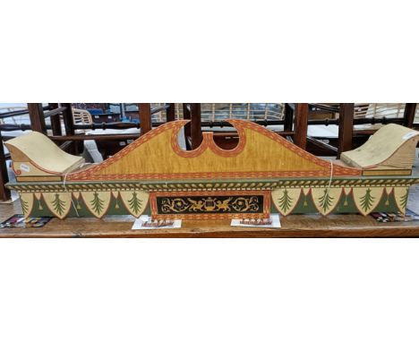 A painted pelmet, 126 cm wide, and another, 103 cm wide (2)