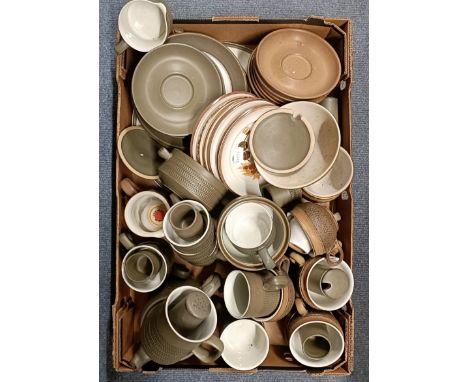 A Denby Arabesque part coffee service, other Denby Greenwheat tablewares, assorted Bourne Denby Glyn Colledge items, a pair o