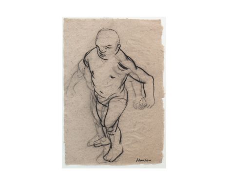 * PETER HOWSON OBE (SCOTTISH b 1958), FIGURE STUDY charcoal on paper, signed 56cm x 37cm Framed and under glass