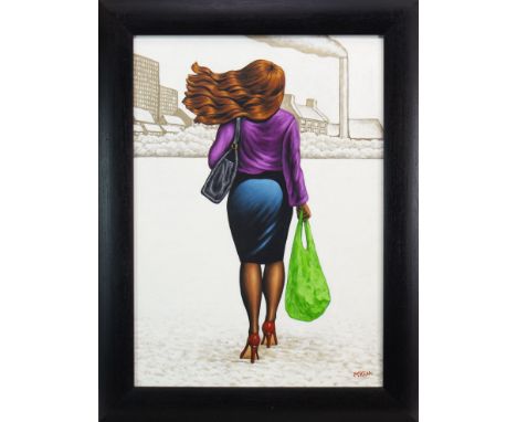 * GRAHAM MCKEAN, WINTER FASHIONS oil on board, signed 69cm x 49cm Framed