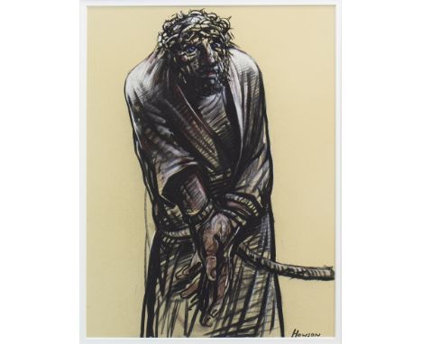 * PETER HOWSON OBE (SCOTTISH b 1958), CHRIST CROWNED WITH THORNS acrylic on paper, signed 59cm x 43cm Mounted, framed and und