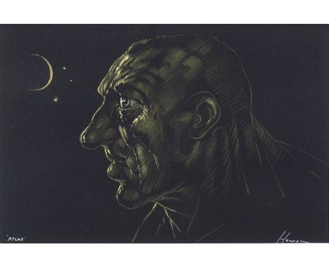 * PETER HOWSON OBE (SCOTTISH b 1958), ATLAS pastel on paper, signed and titled 20cm x 28cm Mounted, framed and under glass