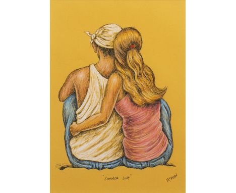* GRAHAM MCKEAN, SUMMER LOVE mixed media, signed 41cm x 29cm Mounted, framed and under glass