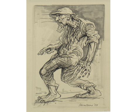 * PETER HOWSON OBE (SCOTTISH b 1958), THE SEARCHER mixed media, signed and dated ;07 22cm x 15cm Mounted, framed and under gl