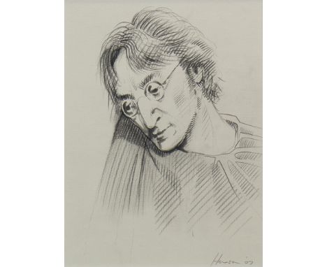 * PETER HOWSON OBE (SCOTTISH b 1958), JOHN LENNON pencil on paper, signed and dated '07 29cm x 21cm Mounted, framed and under