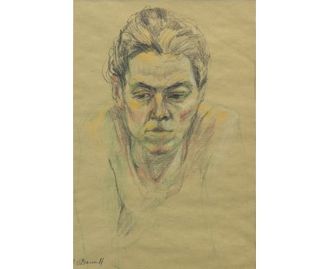 BERNIE O'DONNELL (SCOTTISH CONTEMPORARY), PORTRAIT STUDY pastel on paper, sigend 34cm x 23cm Mounted, framed and under glass