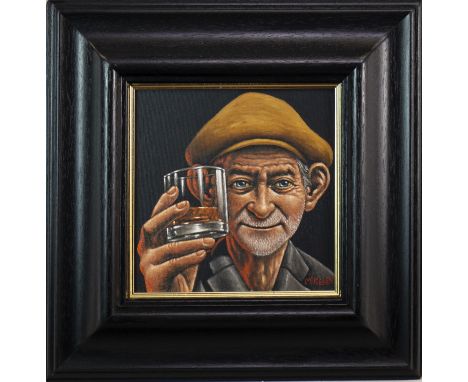 GRAHAM MCKEAN, EARS TO YOU SHUG oil on canvas, signed 25cm x 25cm Framed