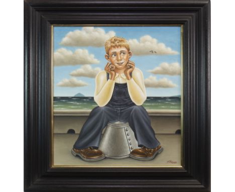 * GRAHAM MCKEAN, OOR WULLIE DOON THE WATER, WITH AILSA CRAIG IN THE BACKGROUND oil on canvas, signed 54cm x 44cm Framed
