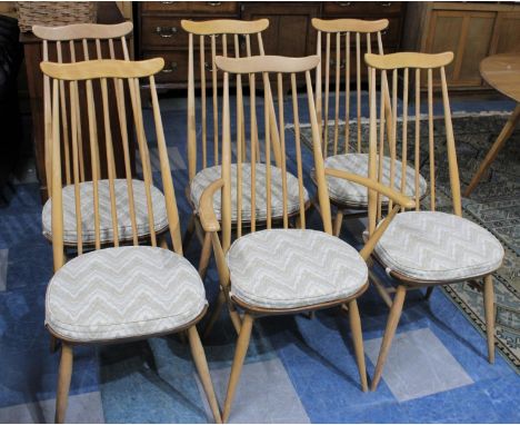 A Set of Six Ercol Blonde Goldsmith Chairs to Include One Carver