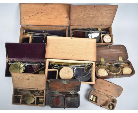 A Collection of Eight 19th Century Apothecary or Jewellers Pan Scales, Some Incomplete 