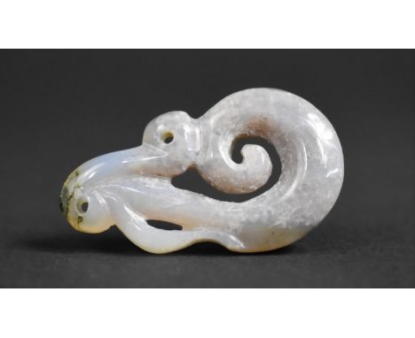 A Jade Pendant, Scrolled Form, 4.5cm high 
