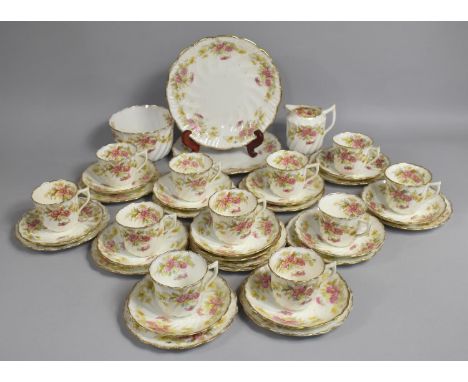 An Edwardian Floral Pattern Tea Set of Wrythen Form in the Wileman Style to Comprise Cups, Saucers, Side Plates, Cake Plates,