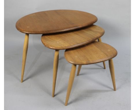 A Nest of Three Ercol Pebble Tables, Golden Dawn 