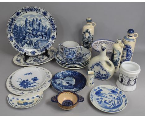 A Box of Various Blue and White China to Comprise Delftware, Royal Copenhagen etc 