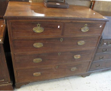 19th Century mahogany straight front chest of two short and three long drawers on bracket feet.