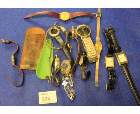 Bag of assorted items to include various ladies and gents wristwatches; cased button hook etc.