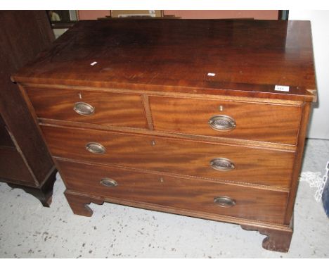 19th Century mahogany straight front chest of two short and two long drawers on bracket feet.