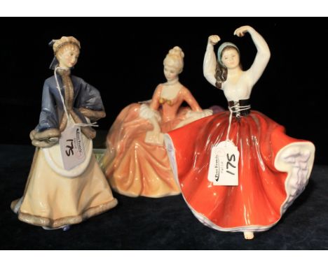 Two Royal Doulton bone china figurines: 'Reverie' HN2306, 'Karen' HN2388 and Royal Worcester figurine: 'Winter's Morn'. (3)