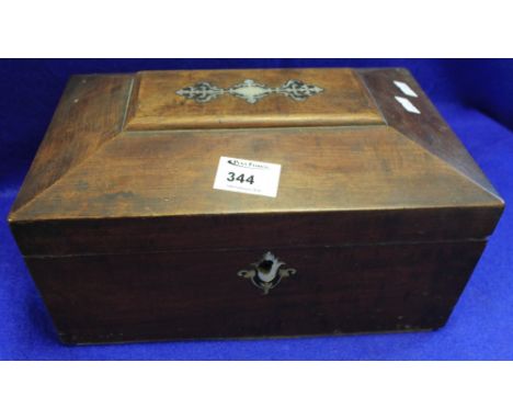 19th Century mahogany mother-of-pearl inlaid jewellery box.