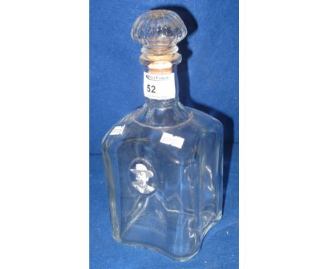Jack Daniels Tennessee whisky square section whisky decanter with molded mushroom stopper and portrait panel. 