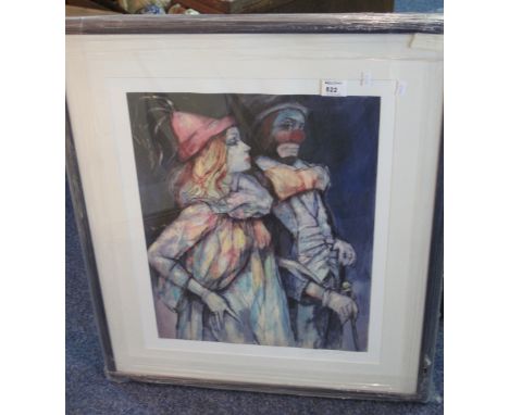 After Barry Leighton-Jones, 'Stepping Out', portrait of two clowns, a limited edition coloured print, signed in pencil.  Fram